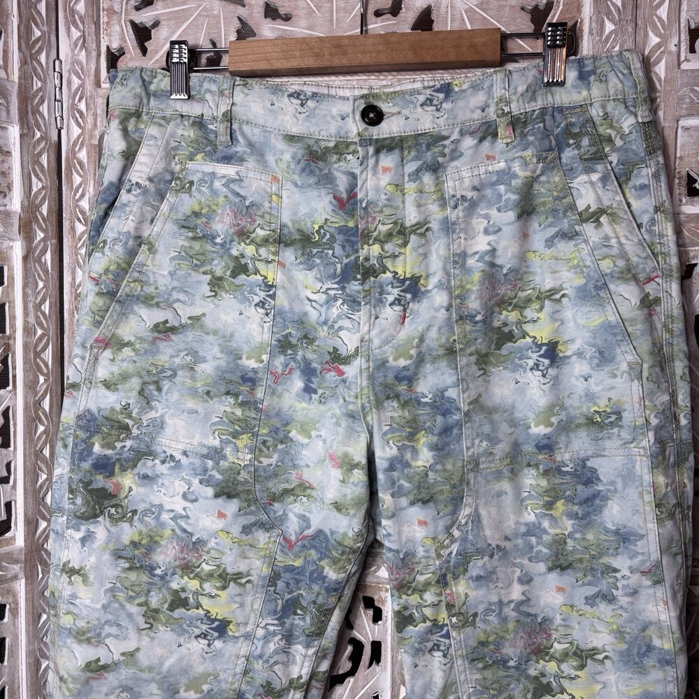 Pilcro at Anthropologie The Roamer Trousers/Jeans Blue Painted Artsy Boho SZ 32 - Picture 2 of 9